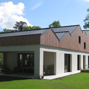 maison d'architecte en murs ossatures bois réalisé par les charpentiers 2cbois oloron